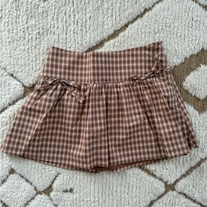 New Pink Lily Lynette Brown Plaid Skirt